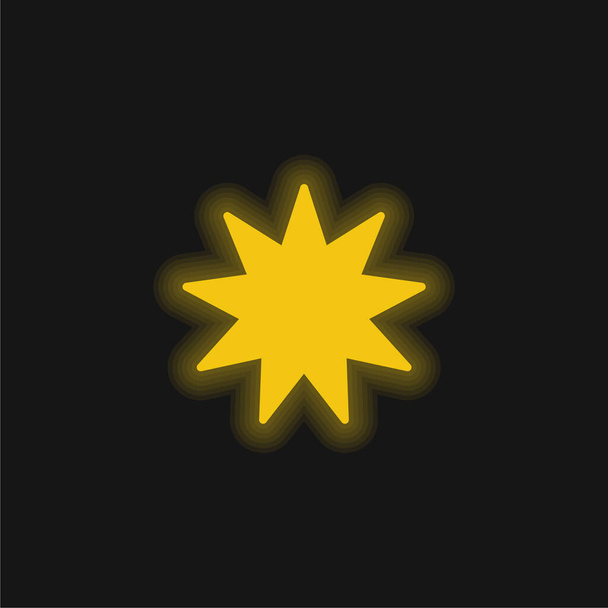 Bahai gelbe leuchtende Neon-Ikone - Vektor, Bild