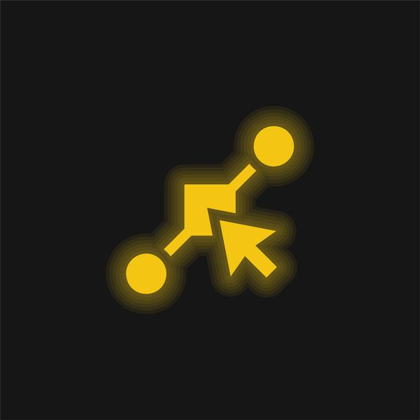 Punto de anclaje amarillo brillante icono de neón - Vector, Imagen