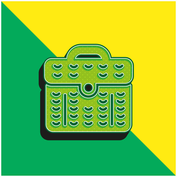 バスケットグリーンと黄色の現代的な3Dベクトルアイコンのロゴ - ベクター画像