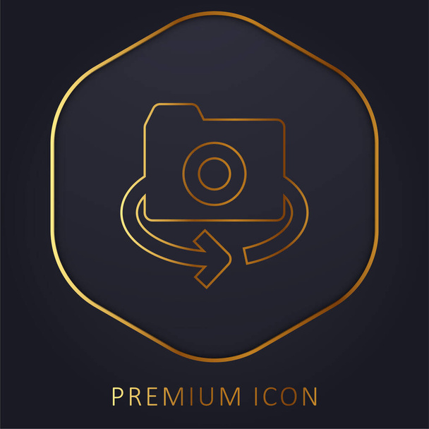 360 Camera gouden lijn premium logo of pictogram - Vector, afbeelding
