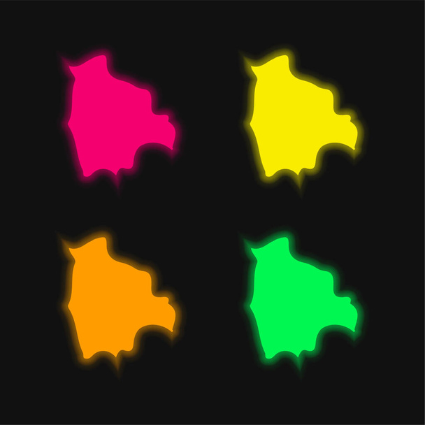 Bolívie čtyři barvy zářící neonový vektor ikona - Vektor, obrázek
