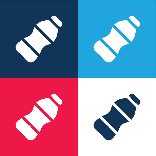 Botella azul y rojo conjunto de iconos mínimo de cuatro colores - Vector, Imagen