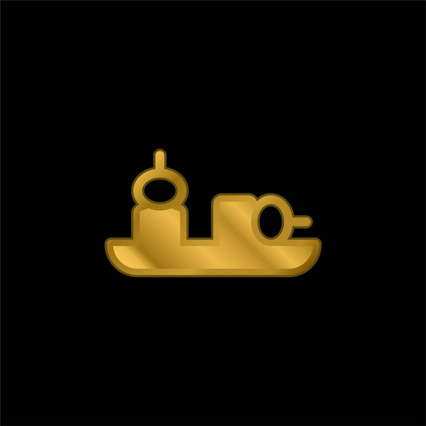 Aperitivo chapado en oro icono metálico o logo vector - Vector, imagen
