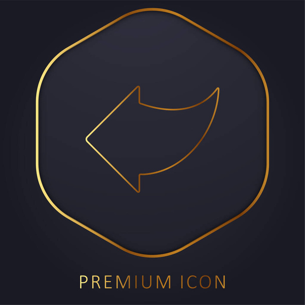 Flecha izquierda negra línea dorada logotipo premium o icono - Vector, imagen