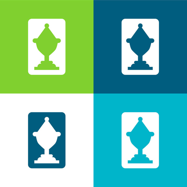 Ace Of Cups Lapos négy szín minimális ikon készlet - Vektor, kép