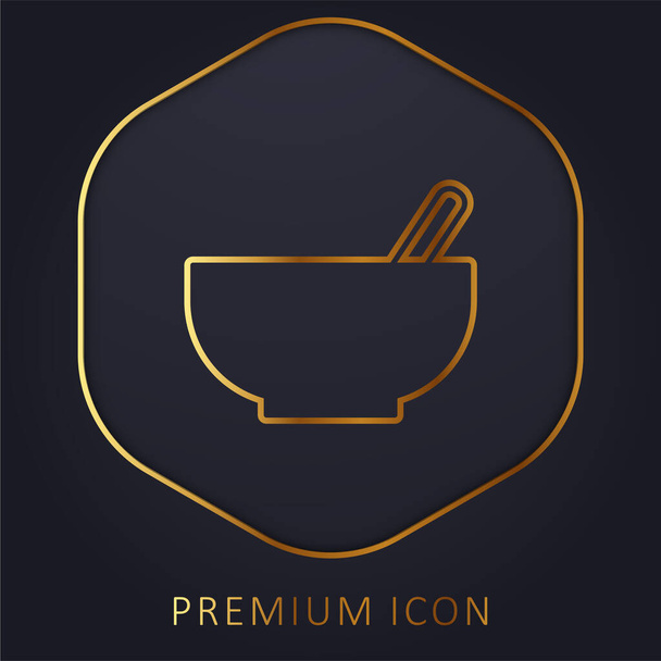 Bol avec cuillère ligne d'or logo premium ou icône - Vecteur, image
