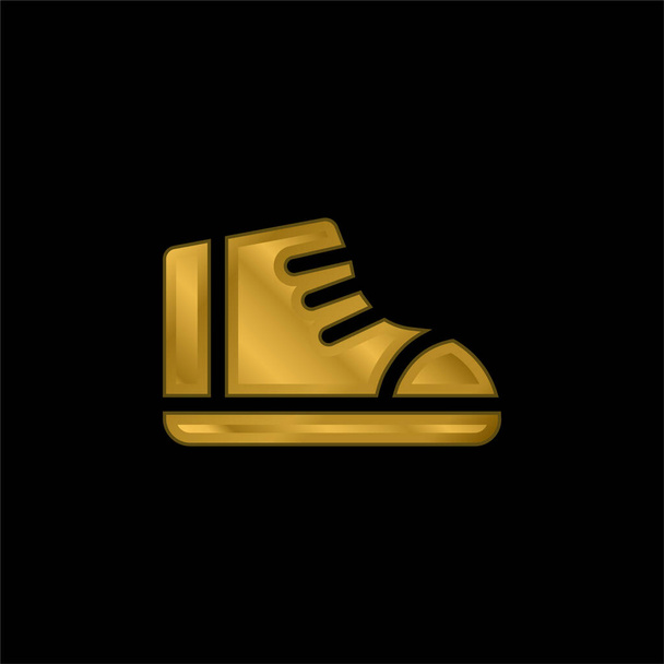 Botas chapado en oro icono metálico o logo vector - Vector, Imagen