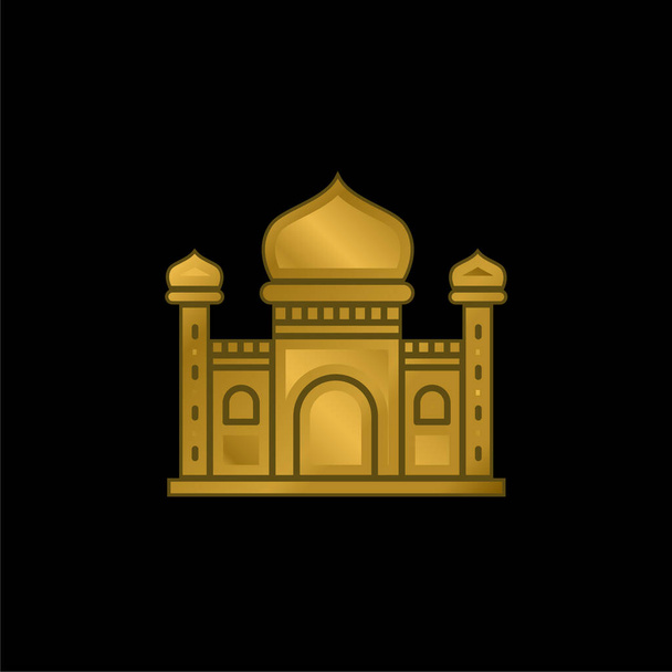Mezquita azul chapado en oro icono metálico o logo vector - Vector, imagen