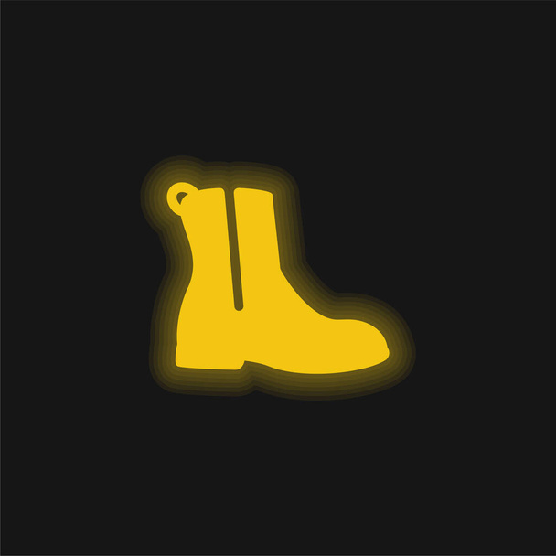 Stivale con cerniera giallo brillante icona al neon - Vettoriali, immagini