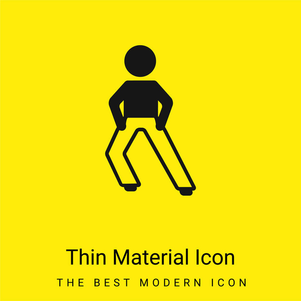 Boy Stretching Legs minimális fényes sárga anyag ikon - Vektor, kép