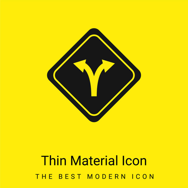 Bifurcación Señal mínimo icono de material amarillo brillante - Vector, imagen