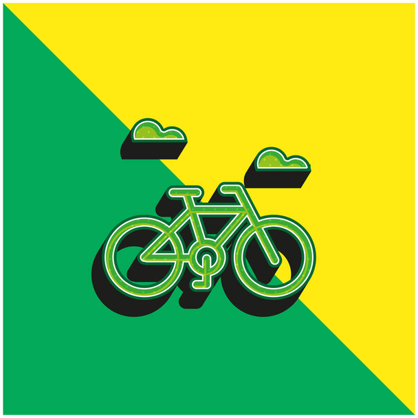 Fahrrad Grünes und gelbes modernes 3D-Vektor-Symbol-Logo - Vektor, Bild