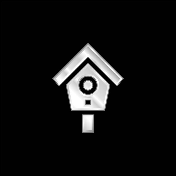 Bird House plateado icono metálico - Vector, Imagen