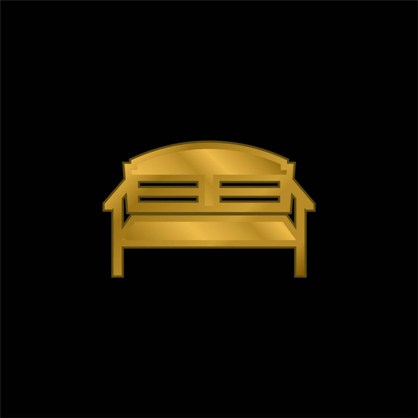 Bench gold plated metalic icon or logo vector - Vector, Image