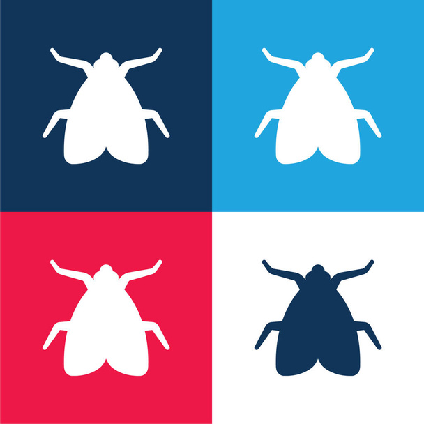 Ensemble d'icônes minime Big Fly bleu et rouge quatre couleurs - Vecteur, image