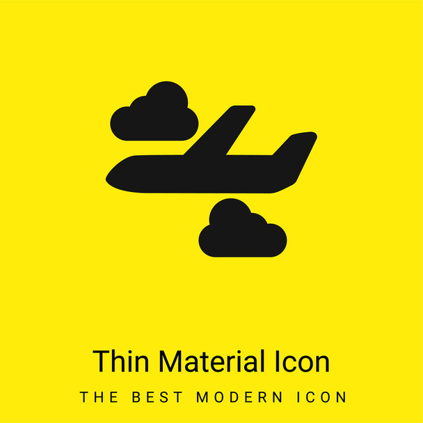 Samolot z chmurami minimalna jasnożółta ikona materiału - Wektor, obraz
