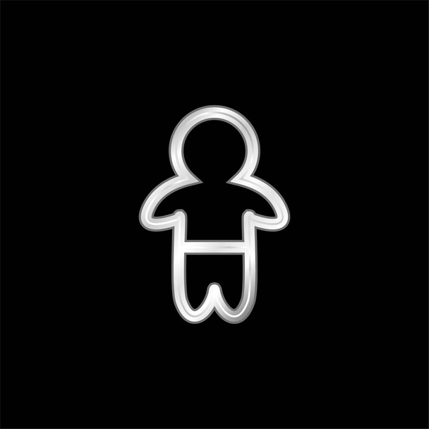 Dětský stojící obrys se stříbrnými kalhotami kovová ikona - Vektor, obrázek