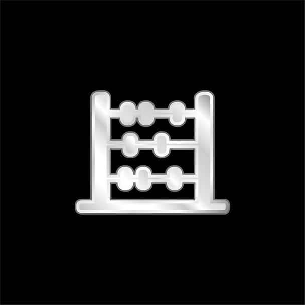Icône métallique argentée Abacus Silhouette - Vecteur, image