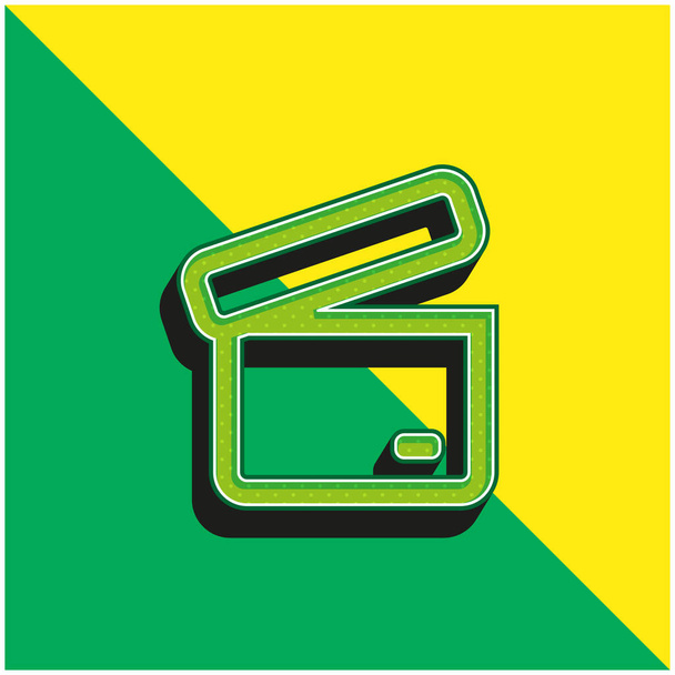 Архив Открытая коробка Контур Зеленый и желтый современный 3D логотип векторной иконки - Вектор,изображение