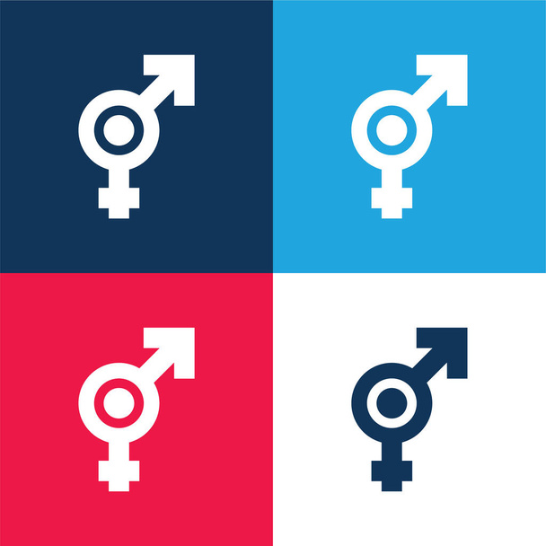 Set icona minimale a quattro colori blu e rosso più grande - Vettoriali, immagini