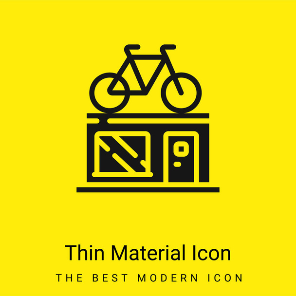 Bike Shop minimális élénk sárga anyag ikon - Vektor, kép