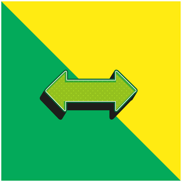 双方向矢印緑と黄色の現代的な3Dベクトルアイコンのロゴ - ベクター画像