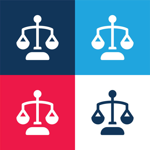 Escala de equilibrio azul y rojo conjunto de iconos mínimo de cuatro colores - Vector, Imagen