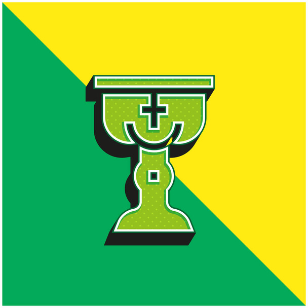 Крещение Зеленый и желтый современный 3d логотип векторной иконы - Вектор,изображение