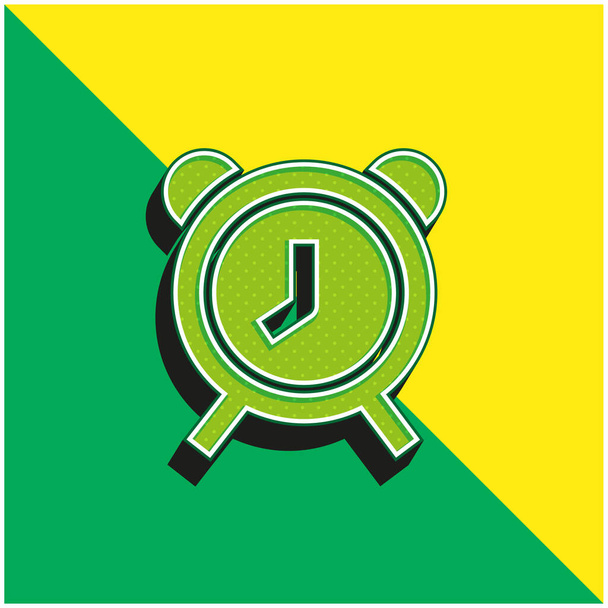 Alarm Clock Green and yellow modern 3d vector icon logo - Vector, Image