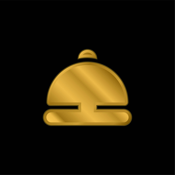 Bell Ring gold plated metalic icon or logo vector - Vector, Image