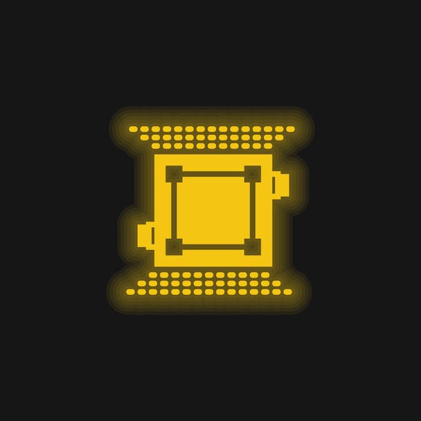 Anneau de boxe jaune brillant icône néon - Vecteur, image