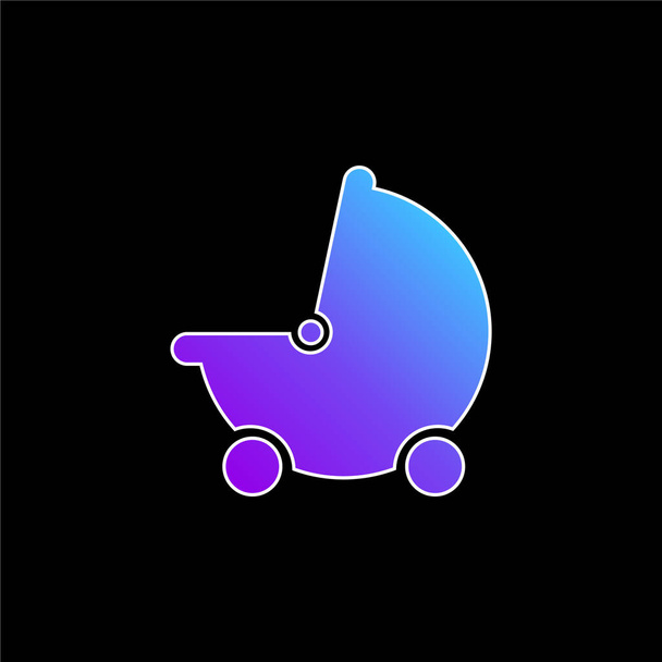 Baby Black Stroller Kuljetus sininen kaltevuus vektori kuvake - Vektori, kuva