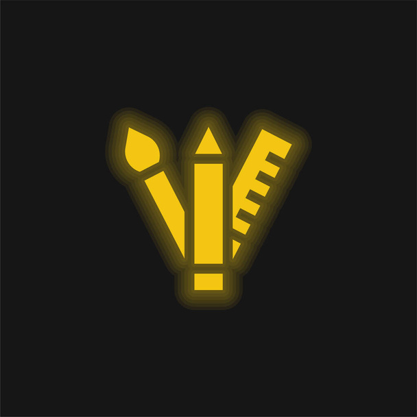 Art jaune brillant icône néon - Vecteur, image