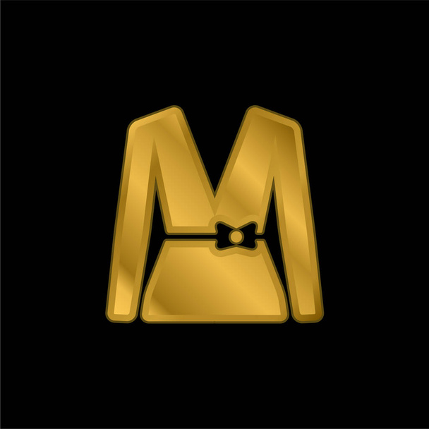 Блузка с золотым кружевом металлическая икона или логотип вектор - Вектор,изображение