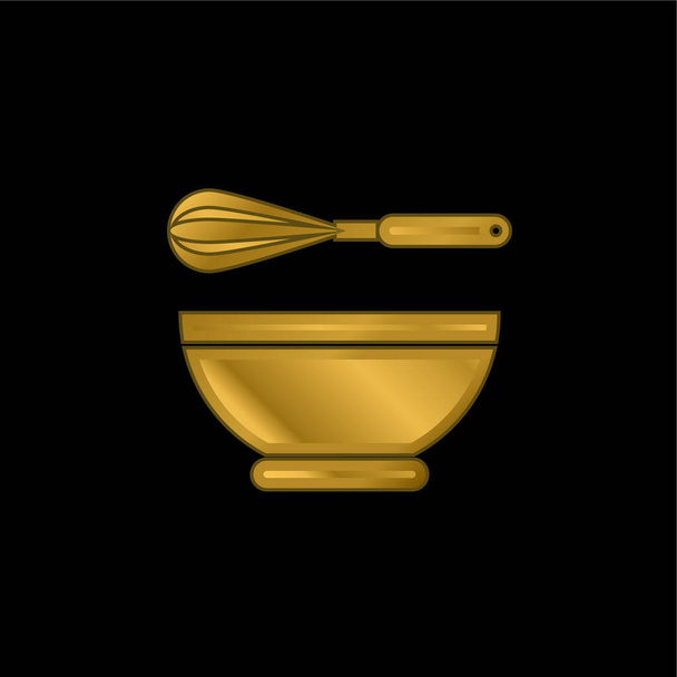 Bowl aranyozott fém ikon vagy logó vektor - Vektor, kép