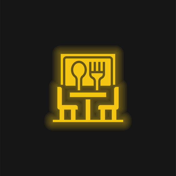 Бістро жовта сяюча неонова іконка
 - Вектор, зображення