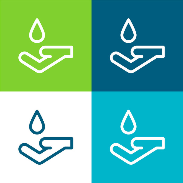 Véradás Lapos négy szín minimális ikon készlet - Vektor, kép