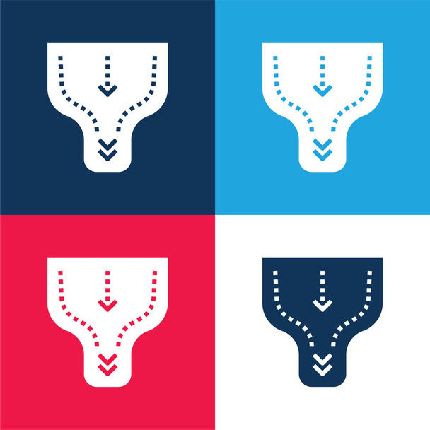 Set di icone minimali a quattro colori blu e rosso collo di bottiglia - Vettoriali, immagini