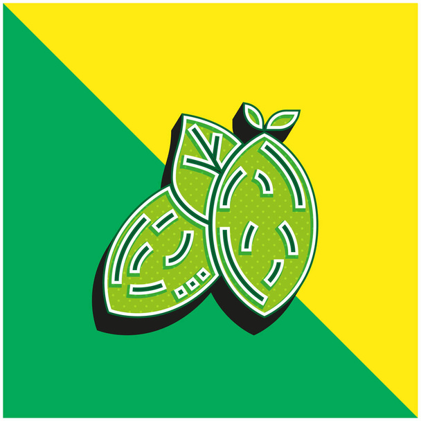 Amêndoa verde e amarelo moderno logotipo vetor 3d ícone - Vetor, Imagem