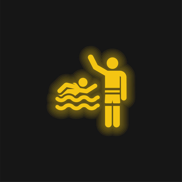 Ikona zářícího neonu na pláži - Vektor, obrázek