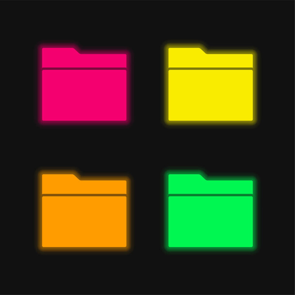 Fekete mappa szimbólum Interfész négy szín izzó neon vektor ikon - Vektor, kép
