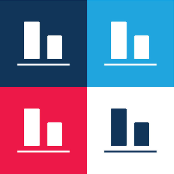 Bar kék és piros négy szín minimális ikon készlet - Vektor, kép