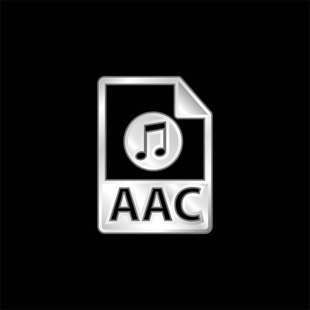 AAC File Format silver plated metallic icon - Vector, Image