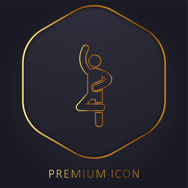 Ballet Pose logotipo premium de línea dorada o icono - Vector, imagen