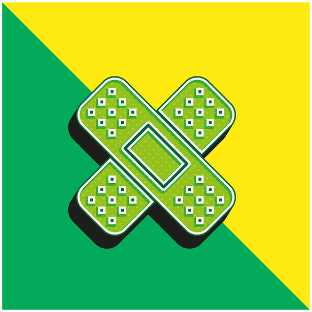 バンドエイドグリーンと黄色の現代的な3Dベクトルアイコンのロゴ - ベクター画像