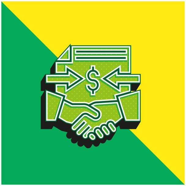 Megállapodás Zöld és sárga modern 3D vektor ikon logó - Vektor, kép