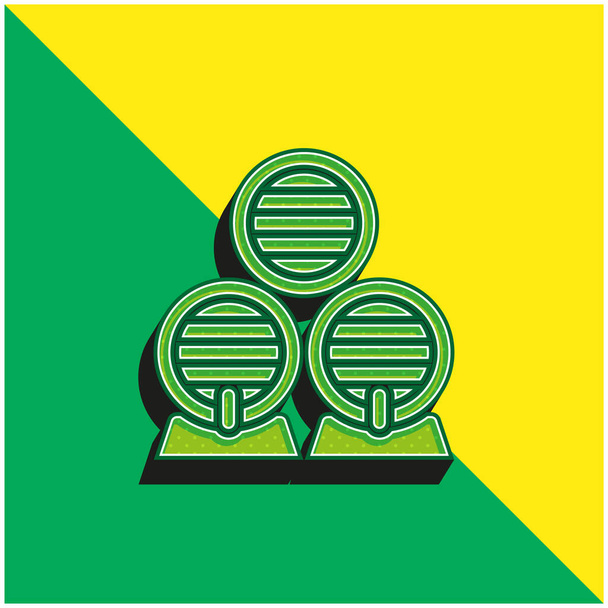 Barrel Vihreä ja keltainen moderni 3d vektori kuvake logo - Vektori, kuva