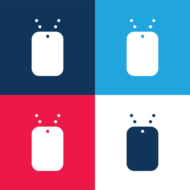 Badge blauw en rood vier kleuren minimale pictogram set - Vector, afbeelding