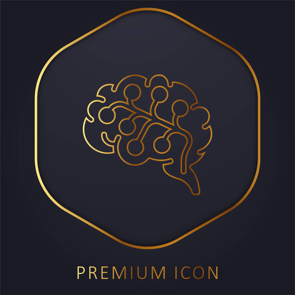 Cerebro línea dorada logotipo premium o icono - Vector, Imagen