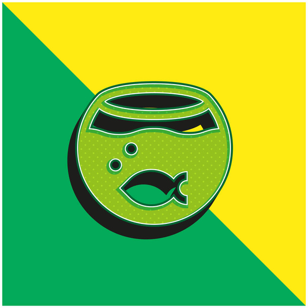 Aquário Verde e amarelo moderno logotipo vetor 3d ícone - Vetor, Imagem